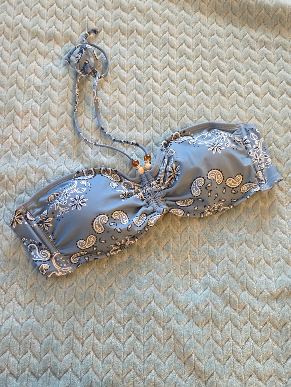wild fable Blue Paisley Bandeau Swim Top